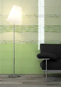 Background tile, Effect unicolor, Color green, Ceramics, 20x50 cm, Finish glossy